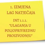 1. IZMJENA LAG NATJEČAJA za provedbu intervencije 1.1.1. „Ulaganja u poljoprivrednu proizvodnju“